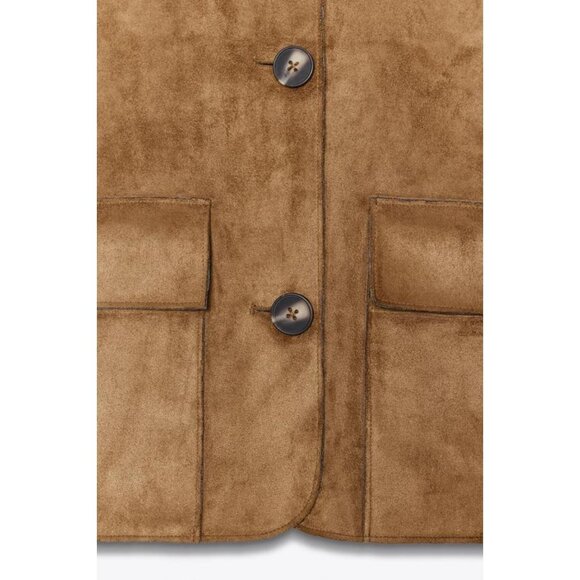 ZARA FAUX SUEDE CROPPED JACKET - Picture 9 of 9